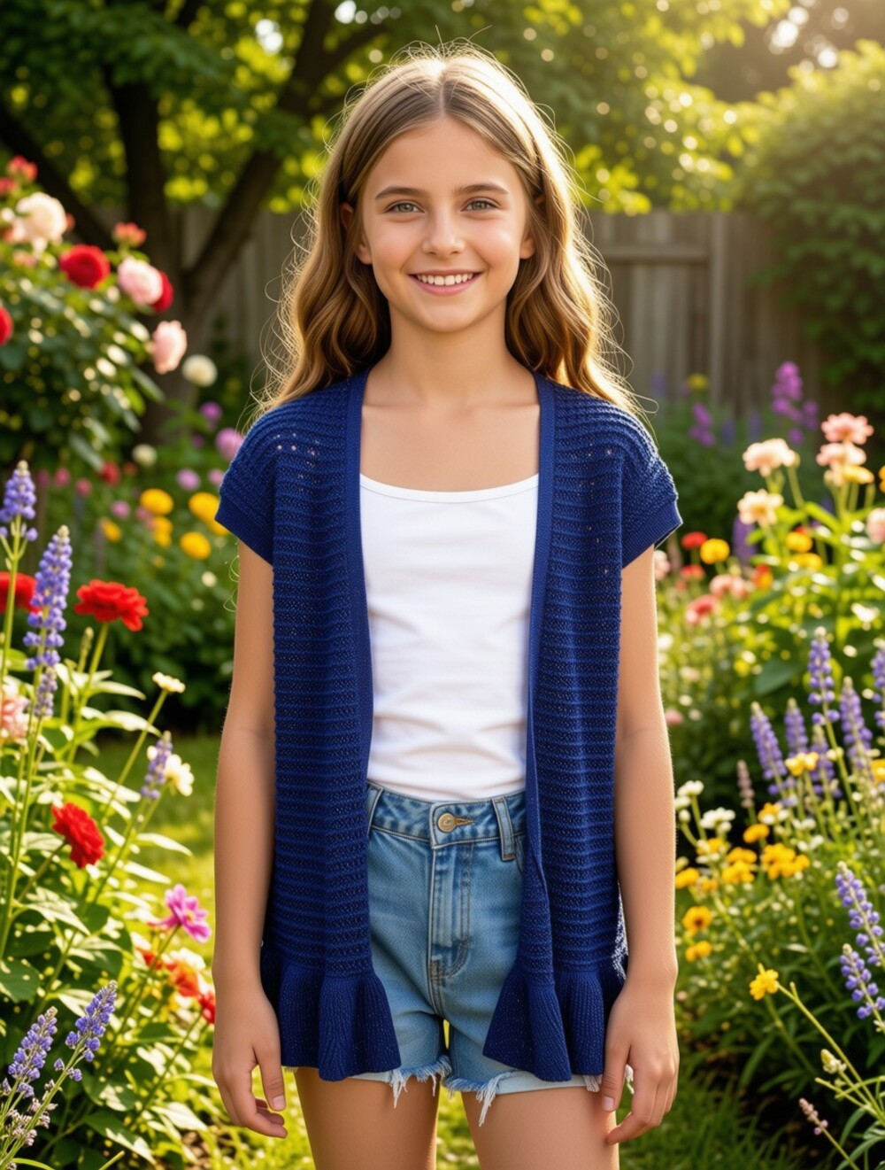 Justice Vintage EUC Girls Navy Blue Cardigan Sweater Sparkle Sz 12